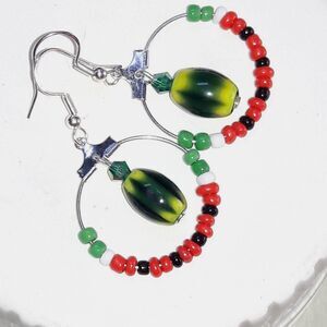 boho earrings 430#mfs Watermelon earrings oh so fun with handmade glass melons &